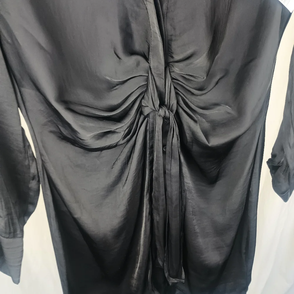 Steve Madden Tie Curious Long Sleeve Shirt Dress Black Size Medium 6 - 8 NWT - Picture 7 of 12